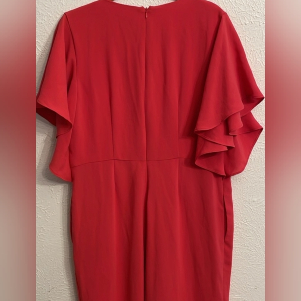 Chicos Ruffle Sleeve Coral Jumpsuit Size 2 (US 12/14 L ) NWT MSRP $159 - Picture 6 of 8